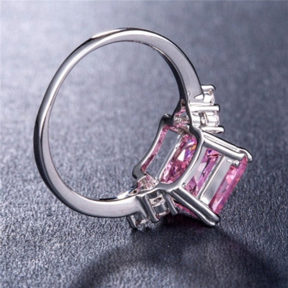 New 925 Sterling Silver Pink Sapphire Ring - Picture 3 of 3